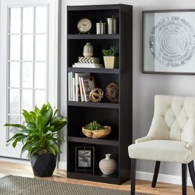 Framed 5-Shelf Bookcase with Adjustable Shelves, Espresso
