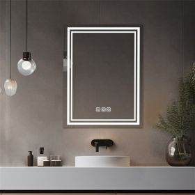 Bright LED Bathroom Mirror 36" x 28" Front Light, 5 Mins Defog, Full HD Reflected, 3 Colors Dimmable, Wall Mounted[Unable ship weekends