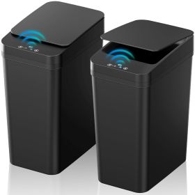 2 Pack 2.2 Gallon Automatic Touchless Garbage Can, Small Motion Sensor Smart Trash Can, Slim Waterproof Trash Bin for Bedroom, Bathroom, Office