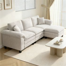 Segmented sofa, L-shaped sofa, living room sofa, beige