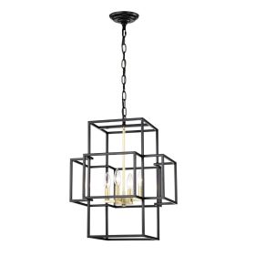4-Light Metal Lantern Tiered Pendant Hanging Light Fixtures