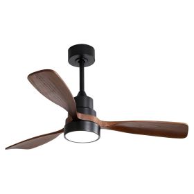 48 Inch Low Profile Ceiling Fan DC 3 Solid Wood Fan Blade Noiseless Reversible Motor Remote Control With Light
