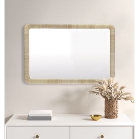 Natural Rattan Rectangle Wall Mirror Natural See below