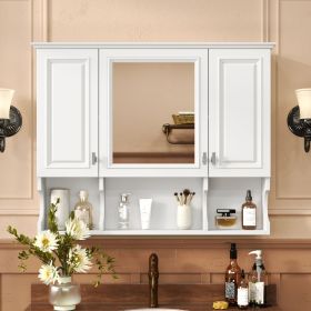 35'' x 28'' Wall Mounted Bathroom Medicine Cabinet, Modern Bathroom Wall Cabinet with Mirror, Mirror Cabinet with Open Shelves