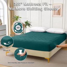 Diamond Grid Ultrasonic Waterproof Mattress Protector (Option: Green-Queen)