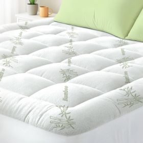 Queen Mattress Topper Viscose Derived From Bamboo, Cooling Thick Pillow Top Mattress Pad With Deep Pocket For 8-21 Mattress, Soft Breathable Matt (Option: Green-75x39 inches)