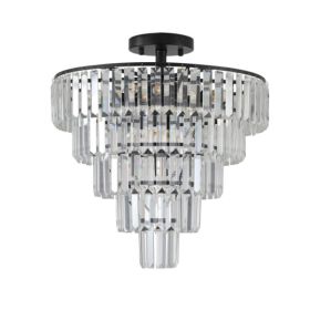 Large Black Crystal Chandelier, Contemporary Style Chandelier, Dining Room, Living Room, Bedroom - Bulb Not Included  Unavailable Platforms- Temu (Option: Black)
