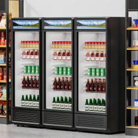 Commercial Merchandiser Refrigerator 9.7 CU.FT Glass Door Beverage Refrigerator (Option: Black)