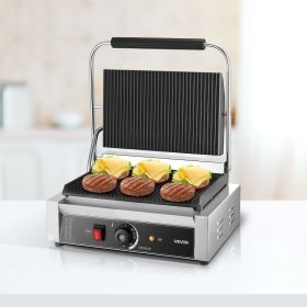 Commercial Panini Press Grill Electric Sandwich Maker Griddle Plate 13.5x9.3 In (Option: Silver)