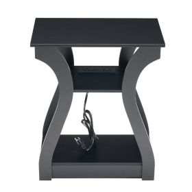 3-Tier Nightstand with Charging Station, Modern Bedside Table with USB Ports And Outlets, Slim End Table for Bedroom, Small Apartment, Dorm Room (Color: Black/1P)