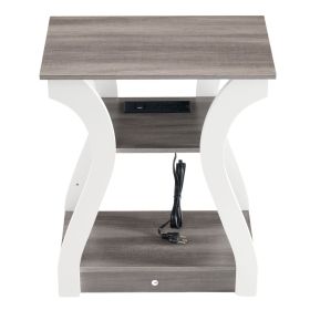 3-Tier Nightstand with Charging Station, Modern Bedside Table with USB Ports And Outlets, Slim End Table for Bedroom, Small Apartment, Dorm Room (Color: White/1P)