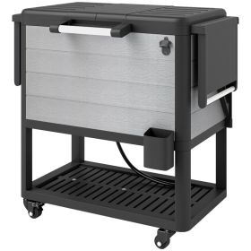 104 Quart Large Capacity Outdoor Cooler Cart, Patio Rolling Ice Chest With Bottle Opener Shelves Wheels, Gray (Option: Gray)